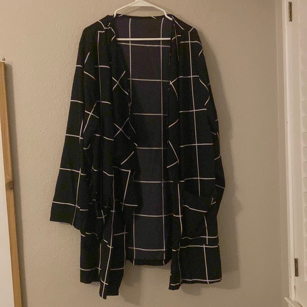 Lightweight, long line blazer - black and white pattern - Buy 1 get 1 free!